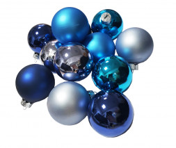 Набор шаров из стекла диаметром 6 см Голубой микс 12 шт