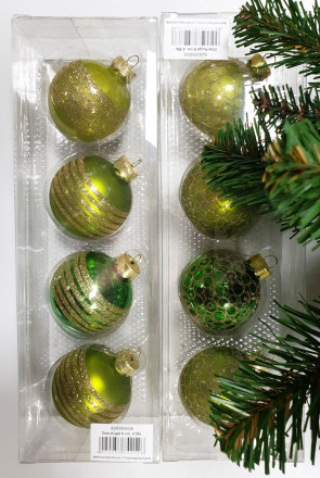Стеклянные ёлочные шары Inge-Glas Magic 6 см. набор 4шт Зеленый микс