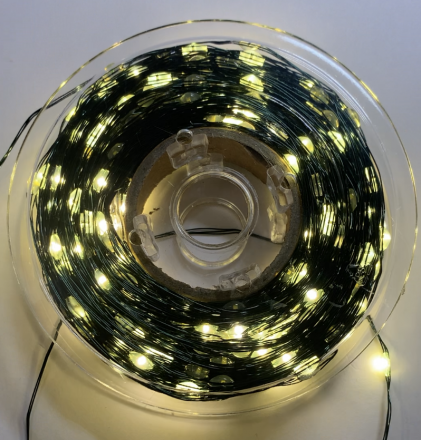 Электрогирлянда нить &quot;Роса&quot; 500 мини LED теплый-белый, темно-зеленый провод 50 метров 