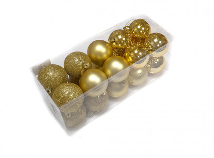 Набор шаров в тубе однотонный д.60 20 шт золото