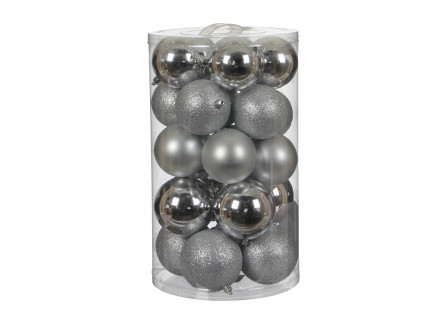 Набор шаров в тубе 40 шт д.60 серебро материал пластик