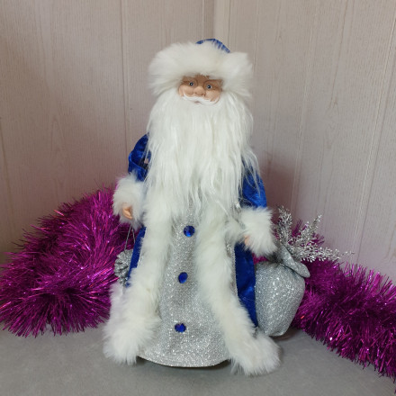 Дед Мороз 40 см музыкальный синий бархат