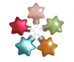Стеклянное елочное украшение Inge-Glas Magic Звезда 4 см. набор 5 шт. мультиколор