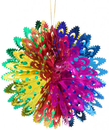 Украшение новогоднее из фольги Павлин 40 см форма шар
