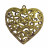 Елочная игрушка сердце винтаж 6.5 см.  набор 3 шт. золото, бордо