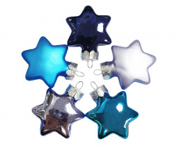 Стеклянная елочная игрушка Inge-Glas Magic Звезда 4 см. набор 5 шт. Голубой микс